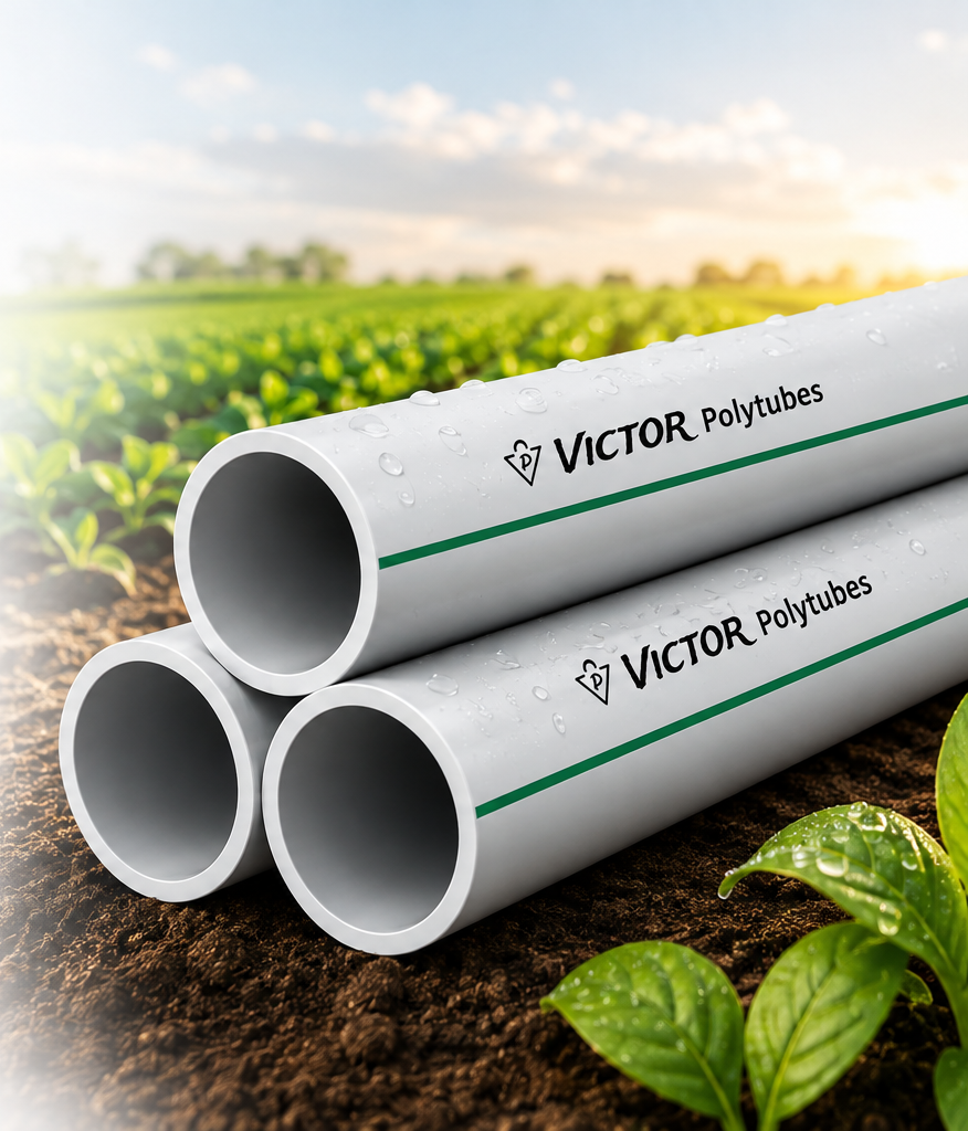 Victor Polytubes agricultural PVC pipes in a farm field